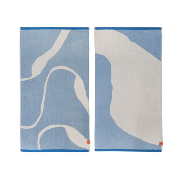 Balti/zili dvieļi no organiskās kokvilnas (2 gab.) 50x90 cm Nova Arte – Mette Ditmer Denmark