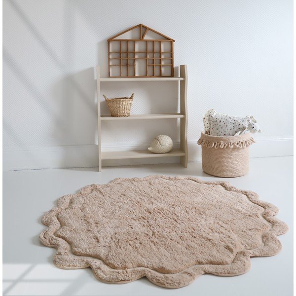 Gaiši rozā mazgājams/ar rokām darināts kokvilnas apaļš paklājs ø 110 cm Sweet April Nude – Nattiot-image-1