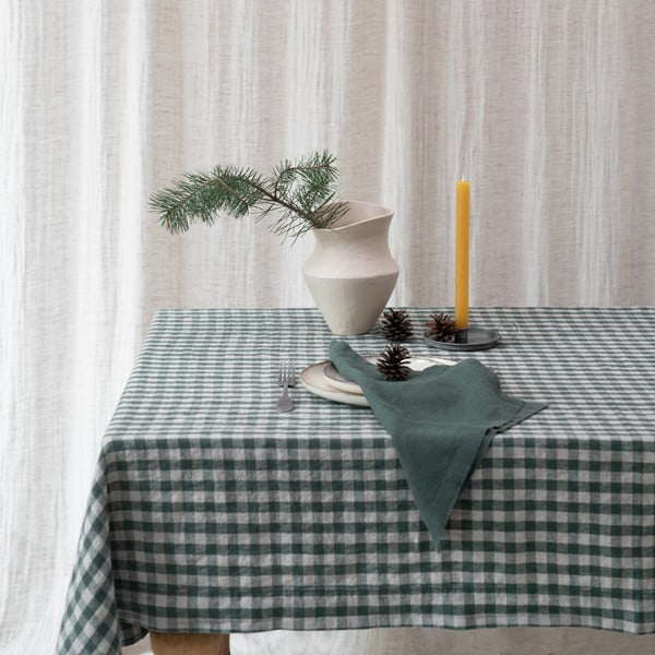Lina galdauts 140x200 cm Forest Green Gingham – Linen Tales-image-2