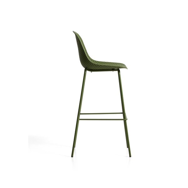 Zaļš metāla/plastmasas dārza bāra krēsls Quinby – Kave Home-image-4