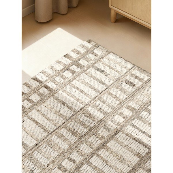 Krēmkrāsas ar rokām darināts vilnas paklājs 120x180 cm Boho 1.0 Linara – Vikosa-image-2