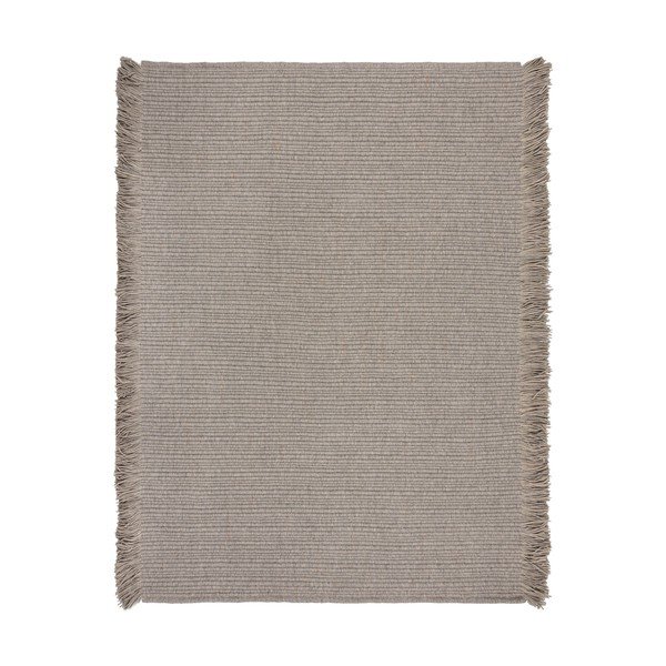 Pelēks ar rokām darināts paklājs no vilnas maisījuma 160x230 cm Rene Fringed Ribbed – Flair Rugs