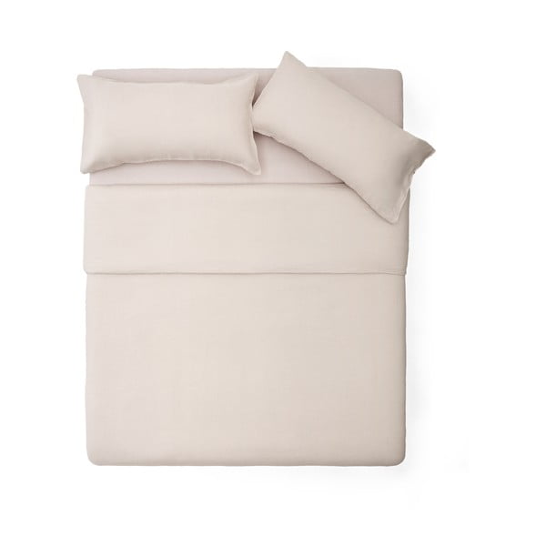 Pelēkbēša vienguļamā/īpaši gara gultas veļa no lina maisījuma 150x220 cm Simmel – Kave Home