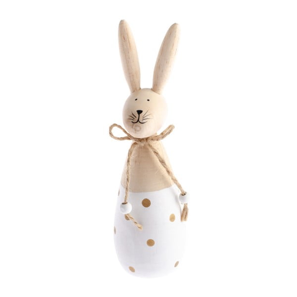 Koka rotājums ar baltu detaļu Dakls Happy Easter Hare, augstums 17 cm