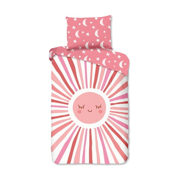 Rozā vienguļamā kokvilnas bērnu gultas veļa 140x200 cm Sunny – Good Morning