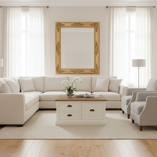 Balts žurnālgaldiņš ar egles koka imitāciju 90x90 cm Hardwick – Premier Housewares-image-2