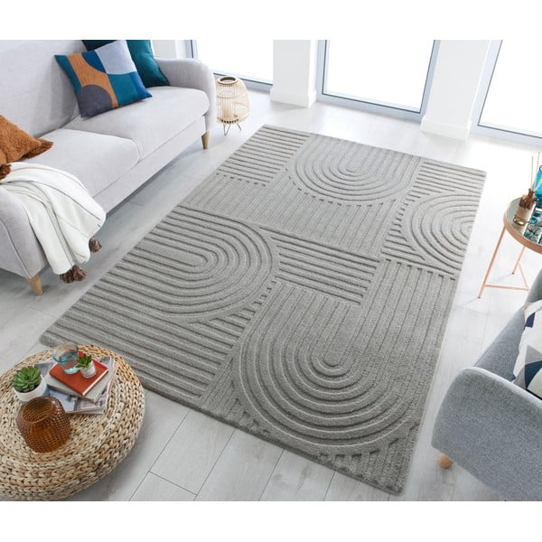 Pelēks vilnas paklājs Flair Rugs Zen Garden, 120 x 170 cm-image-1