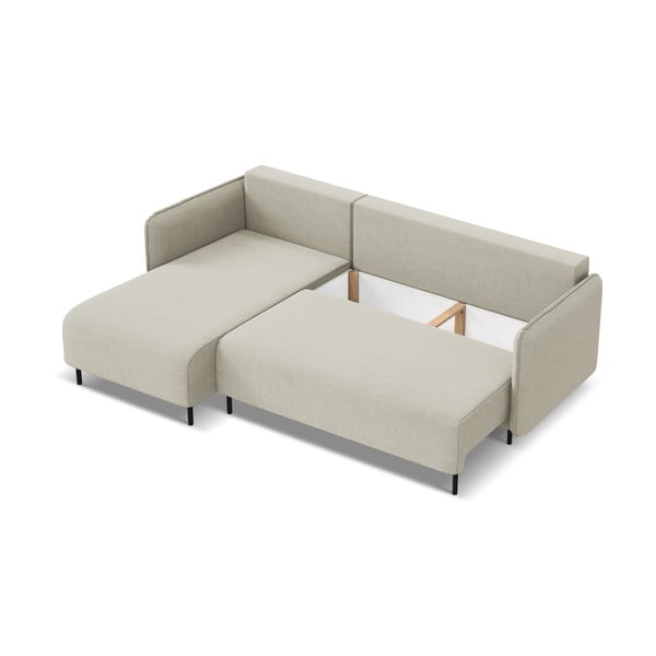 Bēšs salokāms/ar uzglabāšanas vietu stūra dīvāns (ar kreiso stūri) Luana – Makamii-image-3