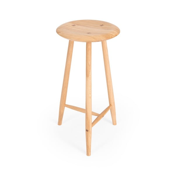 Dabīga toņa ozola masīvkoka bāra taburete (sēdekļa augstums 65 cm) Blanc – Gazzda-image-4