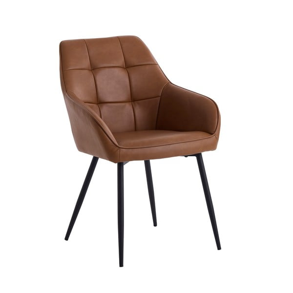 Brūni polsterēti ēdamistabas krēsli ar roku balstiem (2 gab.) Nolan Square – Unique Furniture