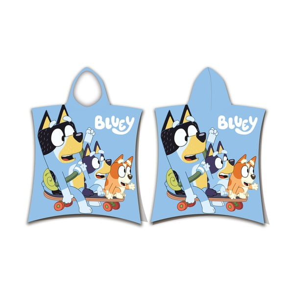 Zils kokvilnas bērnu pončo 3–8 gadu vecumam Bluey Skate – Jerry Fabrics
