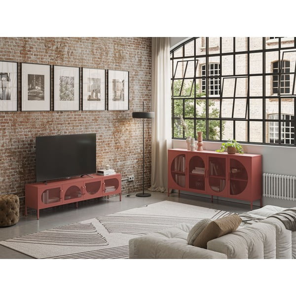 Ķieģeļu sarkans TV galdiņš 180x50 cm Tayra – Marckeric-image-1