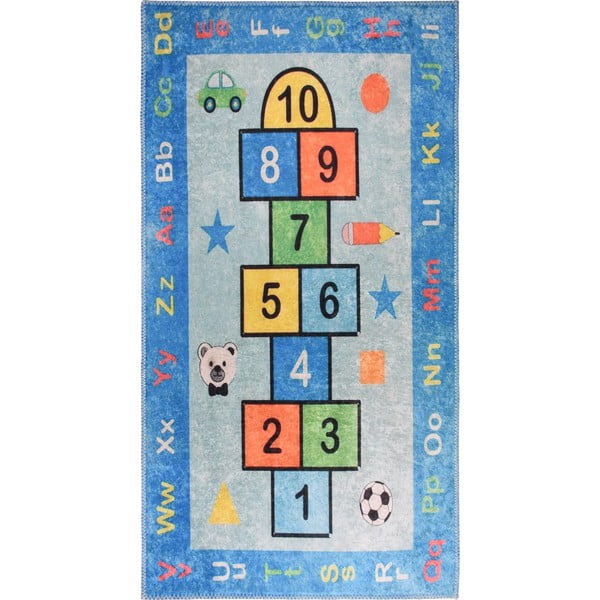 Zils mazgājams bērnu rotaļu paklājs 160x230 cm Hopscotch Blue – Vitaus