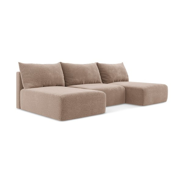 Gaiši brūns salokāms/ar uzglabāšanas vietu stūra dīvāns Kalena – Makamii-image-2