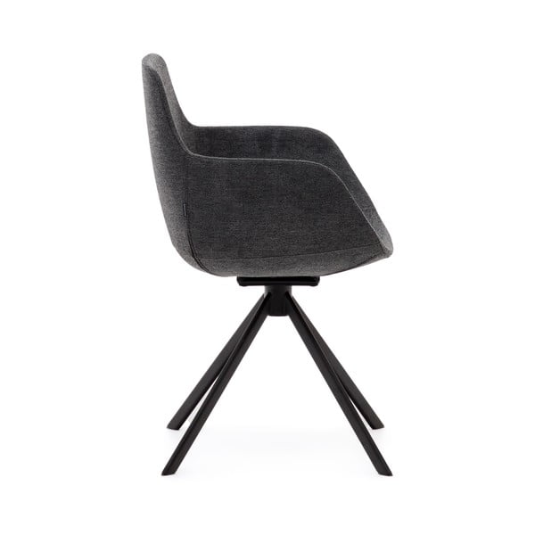 Tumši pelēki polsterēti ēdamistabas krēsli ar roku balstiem (2 gab.) Tissiana – Kave Home-image-2