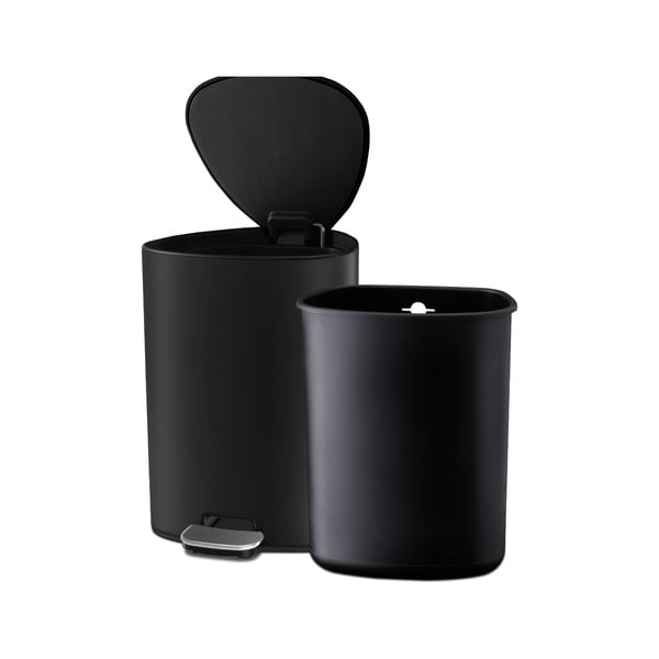Matēti melna tērauda atkritumu tvertne ar pedāli 5 l EasyStore Luxe – Joseph Joseph-image-4
