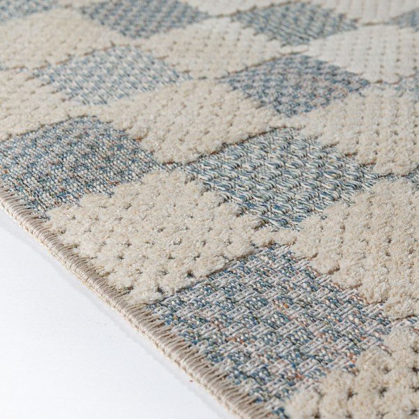 Zils mazgājams paklājs no kokvilnas maisījuma 155x230 cm Muted Checkerboard – Flair Rugs-image-4