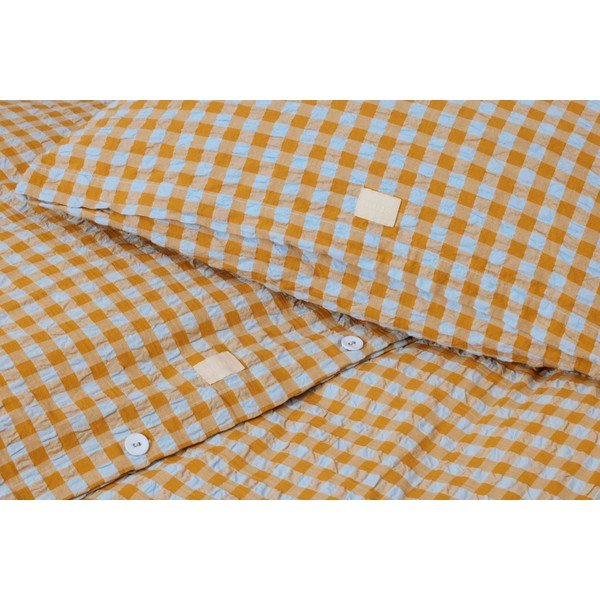 Okera dzeltena/gaiši zila vienvietīga gultas veļa no krepa auduma 140x200 cm Bæk&Bølge – JUNA-image-3