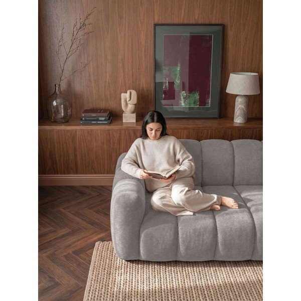 Pelēks salokāms stūra dīvāns no šenila auduma (ar kreiso stūri) Michell – Miuform-image-3