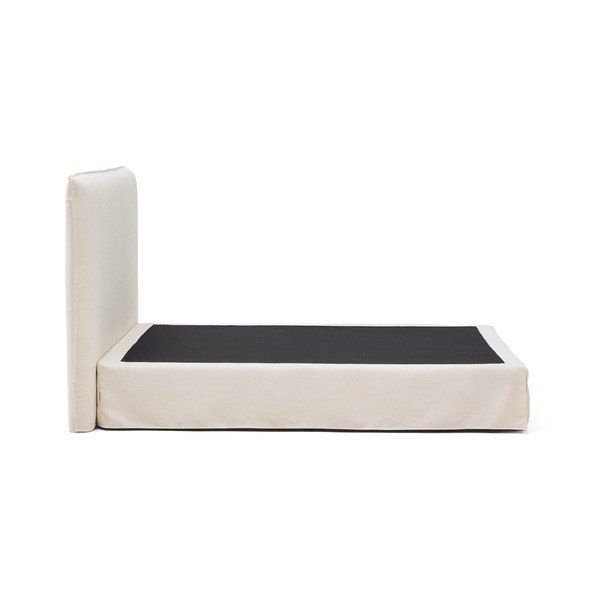 Balta polsterēta divvietīga gulta 160x200 cm Jaira – Kave Home-image-4