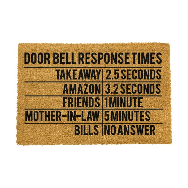 Dabīgās kokosšķiedras paklājs Artsy Doormats Door Bell Response Times, 40 x 60 cm