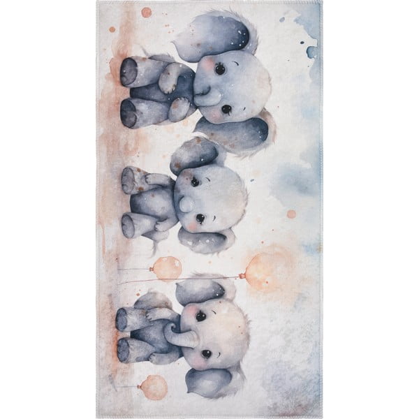 Gaiši pelēks bērnu paklājs 80x150 cm Baby Elephants – Vitaus