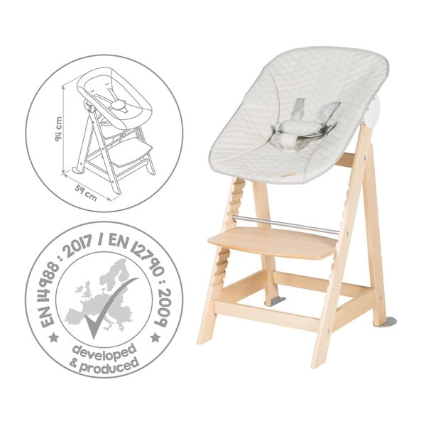 Bēšs/dabīga toņa bērnu barošanas krēsls Born Up 2in1 Luxe – Roba-image-3