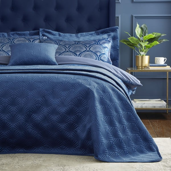 Zils pārklājs divvietīgai gultai 220x230 cm Art Deco Pearl – Catherine Lansfield