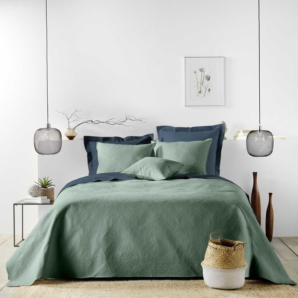 Zaļš mikrošķiedras gultas pārklāja un spilvendrānas komplekts 240x260 cm Romane – douceur d'intérieur-image-1