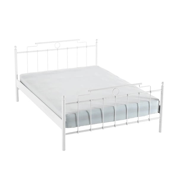 Balta metāla divvietīga gulta ar režģi 160x200 cm Hatkus – Kalune Design