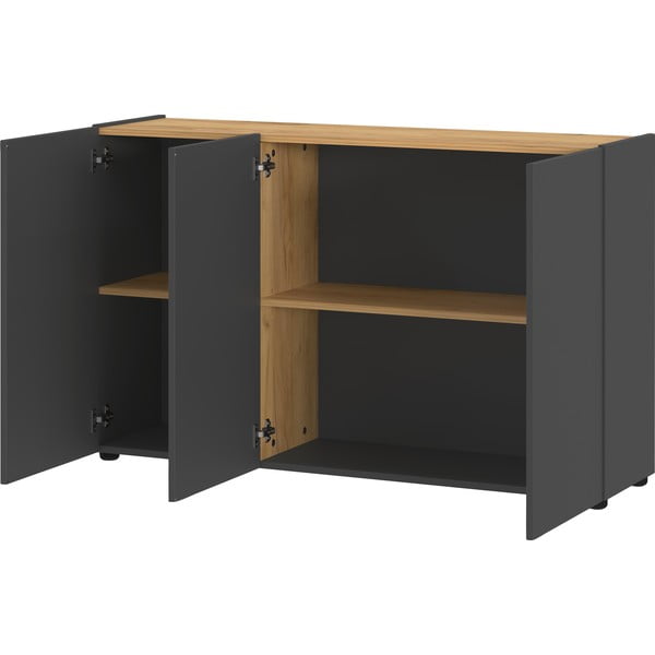 Antracīta pelēks skapītis ar ozolkoka imitāciju 120x76x34 cm Adrano – Germania-image-2