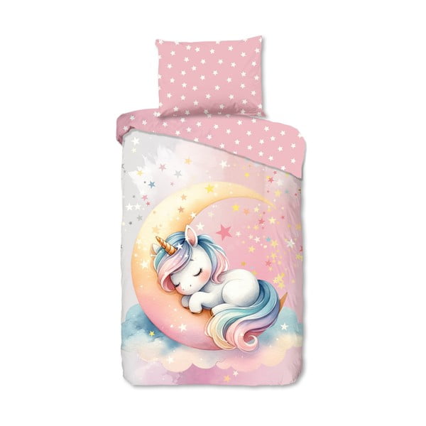 Rozā vienguļamā kokvilnas bērnu gultas veļa 140x200 cm Molly – Good Morning