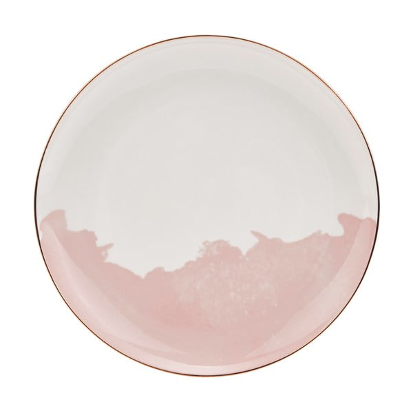 2 rozīgi baltu porcelāna deserta šķīvju komplekts Westwing Collection Rosie, ø 21 cm