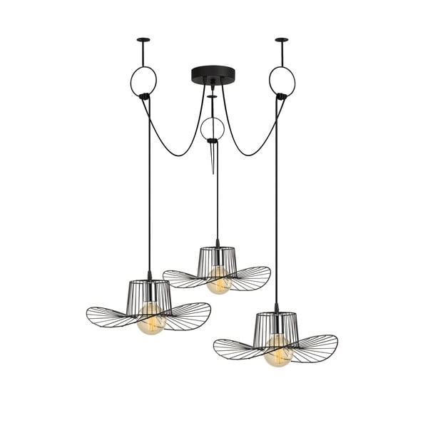 Melna piekaramā lampa ar metāla abažūru ø 78 cm Tel – Opviq lights-image-2