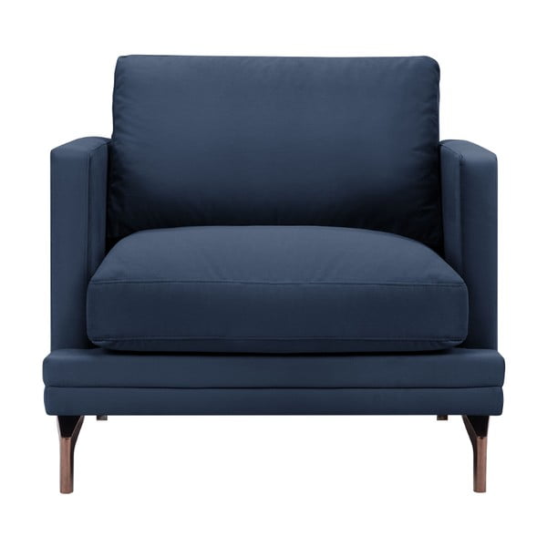 Tumši zils krēsls ar zelta krāsas kāju balstu Windsor & Co Sofas Jupiter