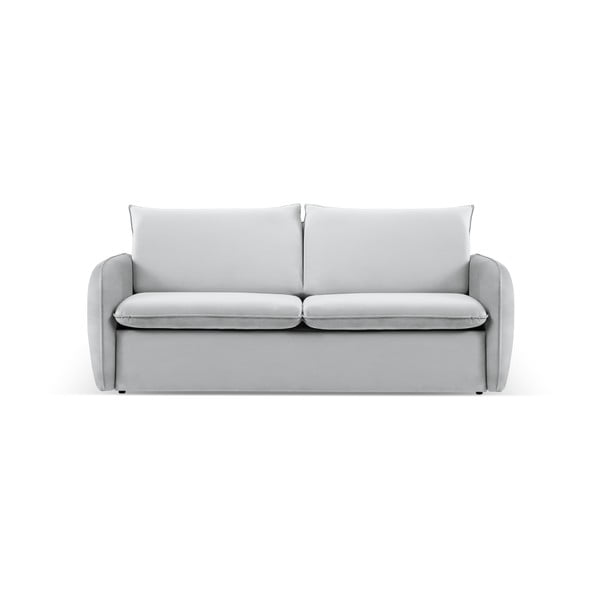 Gaiši pelēks samta izvelkamais dīvāns 214 cm Vienna – Cosmopolitan Design