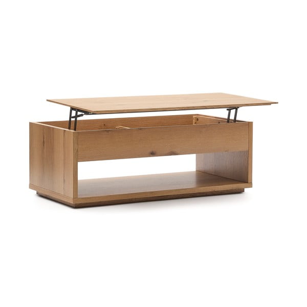 Dabīga toņa žurnālgaldiņš ar ozolkoka imitāciju 60x120 cm Alguema – Kave Home