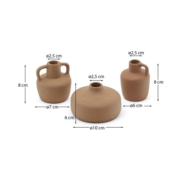 Oranžas terakotas vāzes (3 gab.) (augstums 6 cm) Sofra – Kave Home-image-3