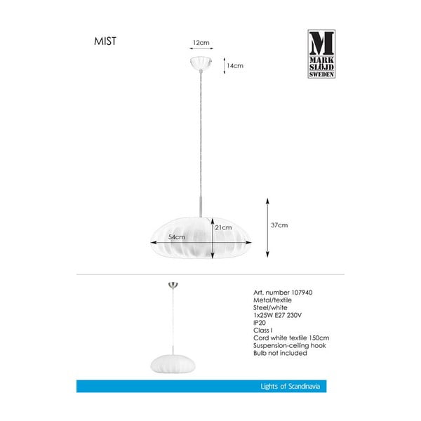 Balts piekaramais gaismeklis Markslöjd Mist Pendant-image-3