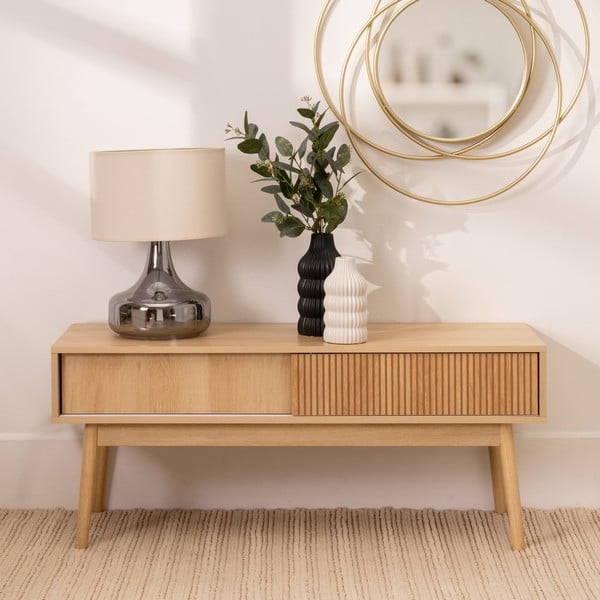 Dabīga toņa TV galdiņš 115x48x40 cm Naroa – Casa Selección-image-1