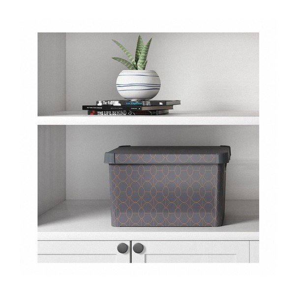 Tumši pelēka uzglabāšanas kaste ar vāku Curver Art Deco, 22 l-image-2