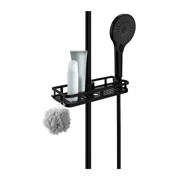 Matēts melns pašturošs plastmasas vannas istabas plaukts Libertà – Wenko-image-2