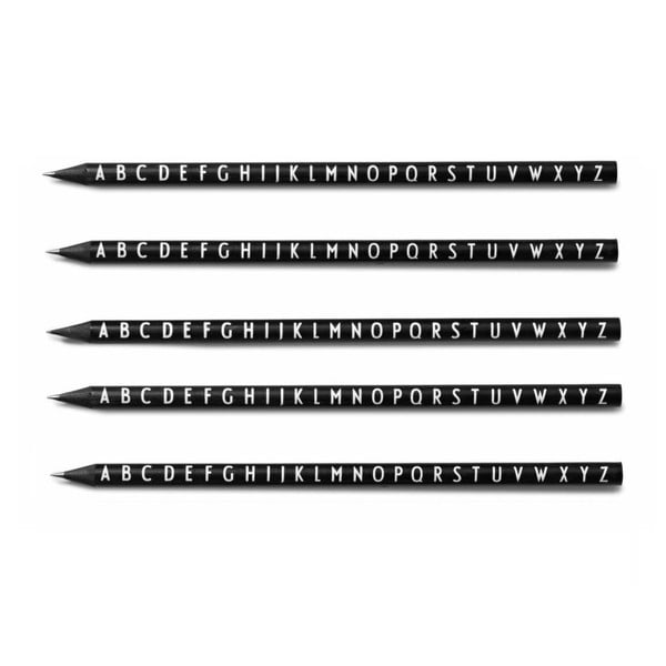 5 melnu zīmuļu komplekts Design Letters Pencils