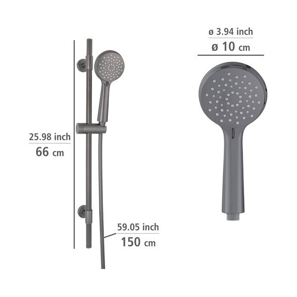 Pelēks nerūsējošā tērauda dušas komplekts 66cm Young – Wenko-image-3