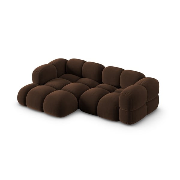 Tumši brūns samta stūra dīvāns (ar kreiso stūri/ar zvilni) Loretto – Cosmopolitan Design-image-3