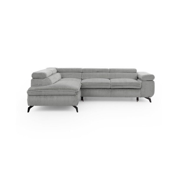Gaiši pelēks velveta stūra dīvāns (ar kreiso stūri/L veida) Marbeya  – Ropez