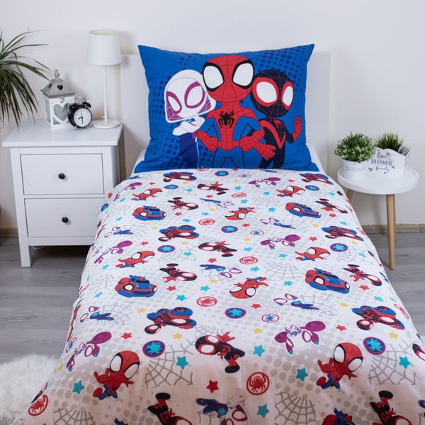 Zila vienguļamā kokvilnas bērnu gultas veļa 140x200 cm Spidey – Jerry Fabrics-image-2