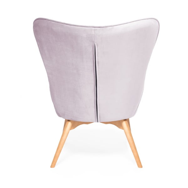 Lavandas purpursarkans krēsls un kāju paliktnis ar pamatni no dabīga Vivonita Cora Velvet auduma-image-3