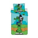 Zaļa/zila vienguļamā kokvilnas bērnu gultas veļa 140x200 cm Minecraft "Mobs Here" – Jerry Fabrics