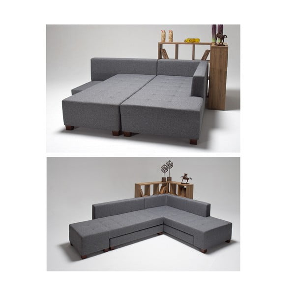 Pelēks stūra dīvāns Balcab Home Bailey, labais stūris-image-4